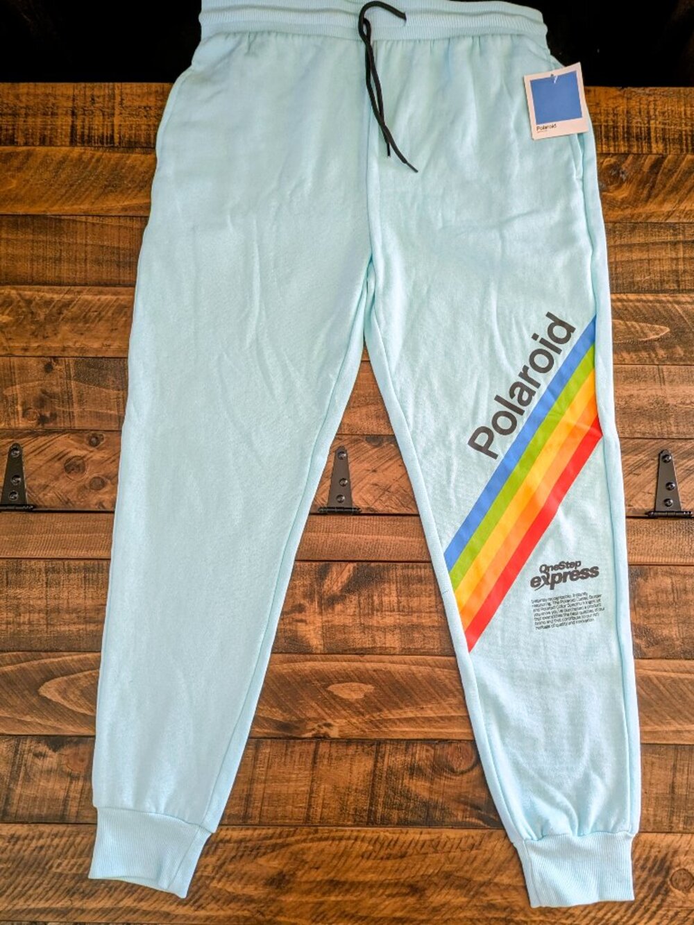 Polaroid Women L OneStep Express Cozy Comfortable Graphic Joggers Sweatpants NWT